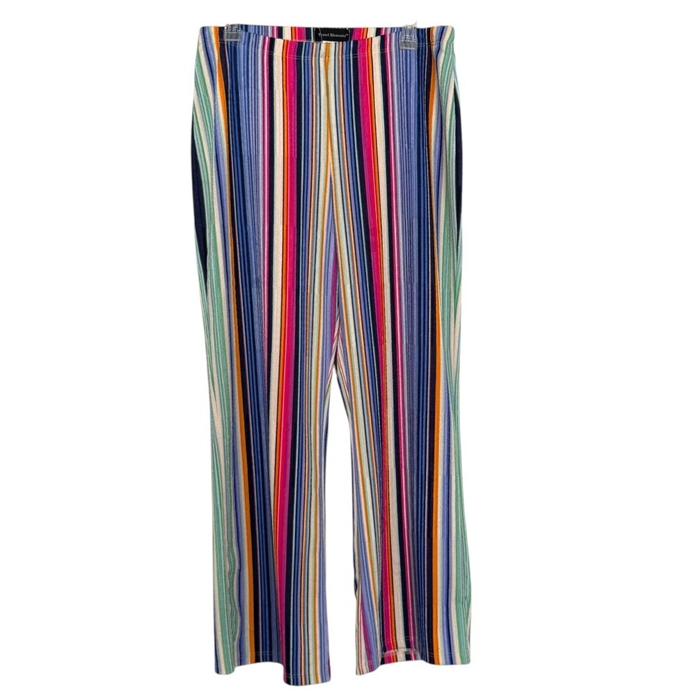 Travel Elements Size L Monsoon Savannah Stripe Wide Leg Elastic Waist Trousers